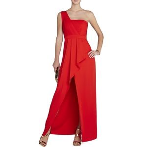 BCBGMAXAZRIA Kristine one-shoulder peplum gown new